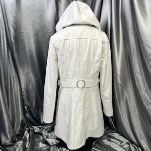 Via Spiga Womens Jacket Sz S Trench Water-Repellent Hooded Full Zip Snap Ivory